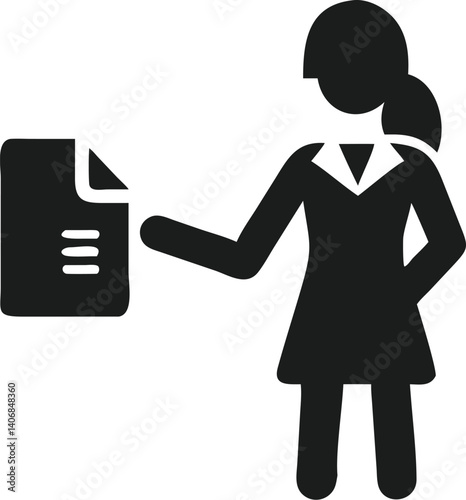 Confident Recruiter Woman Silhouette Vector Illustration, Business, Career, Professional, Hiring, Empowerment