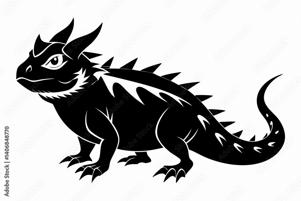 Fototapeta premium horned lizard silhouette line art vector illustration