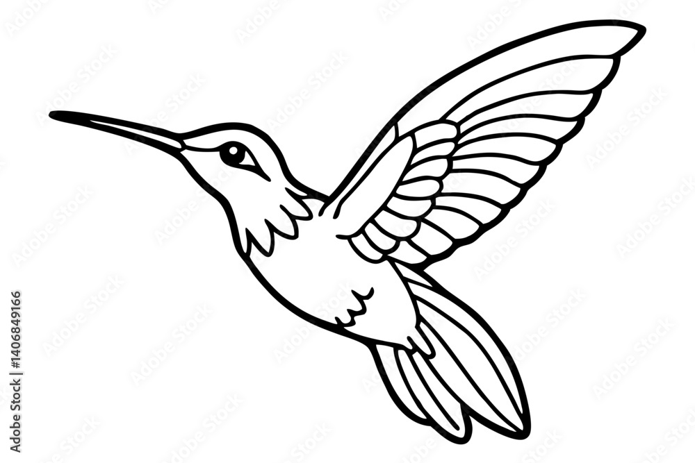 Obraz premium hummingbird silhouette line art vector illustration