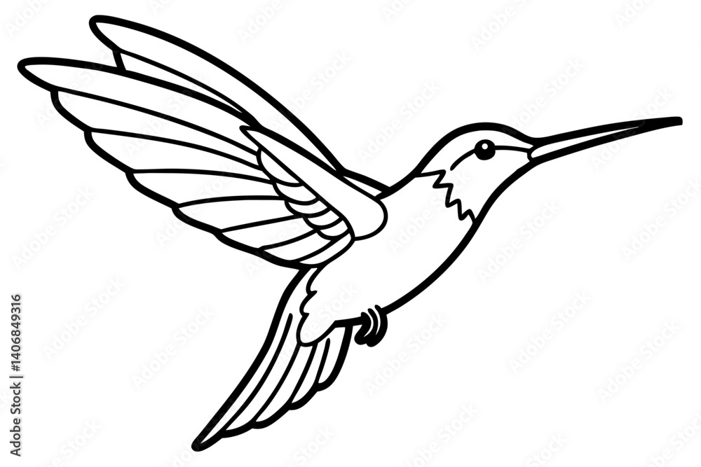 Fototapeta premium hummingbird silhouette line art vector illustration