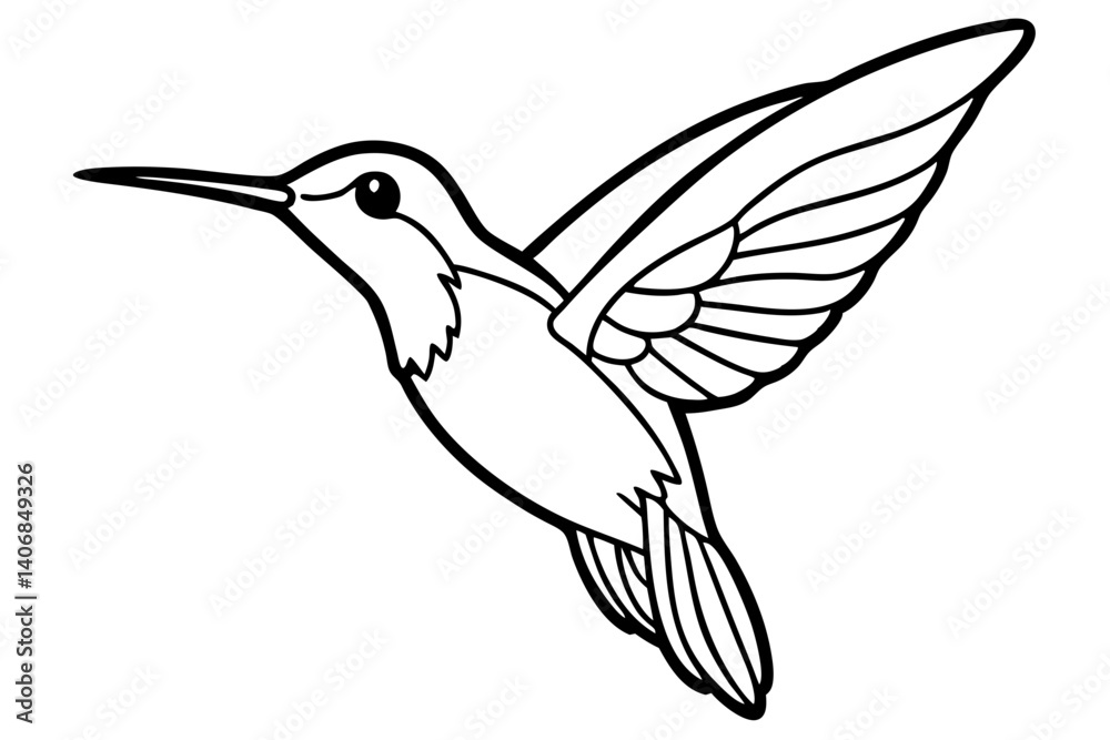 Obraz premium hummingbird silhouette line art vector illustration