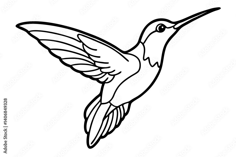 Fototapeta premium hummingbird silhouette line art vector illustration