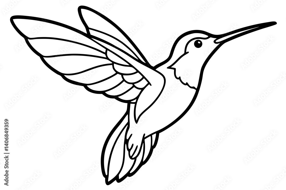 Fototapeta premium hummingbird silhouette line art vector illustration