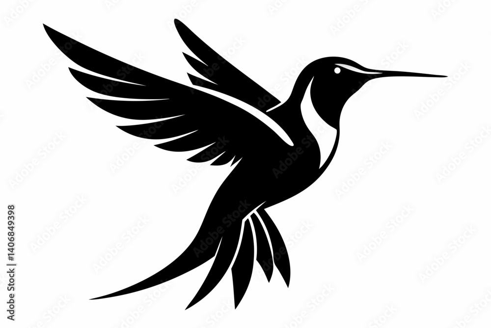 Fototapeta premium hummingbird silhouette line art vector illustration