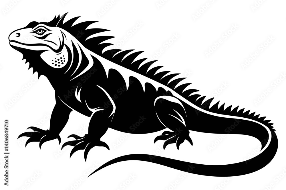 Fototapeta premium iguana silhouette line art vector illustration