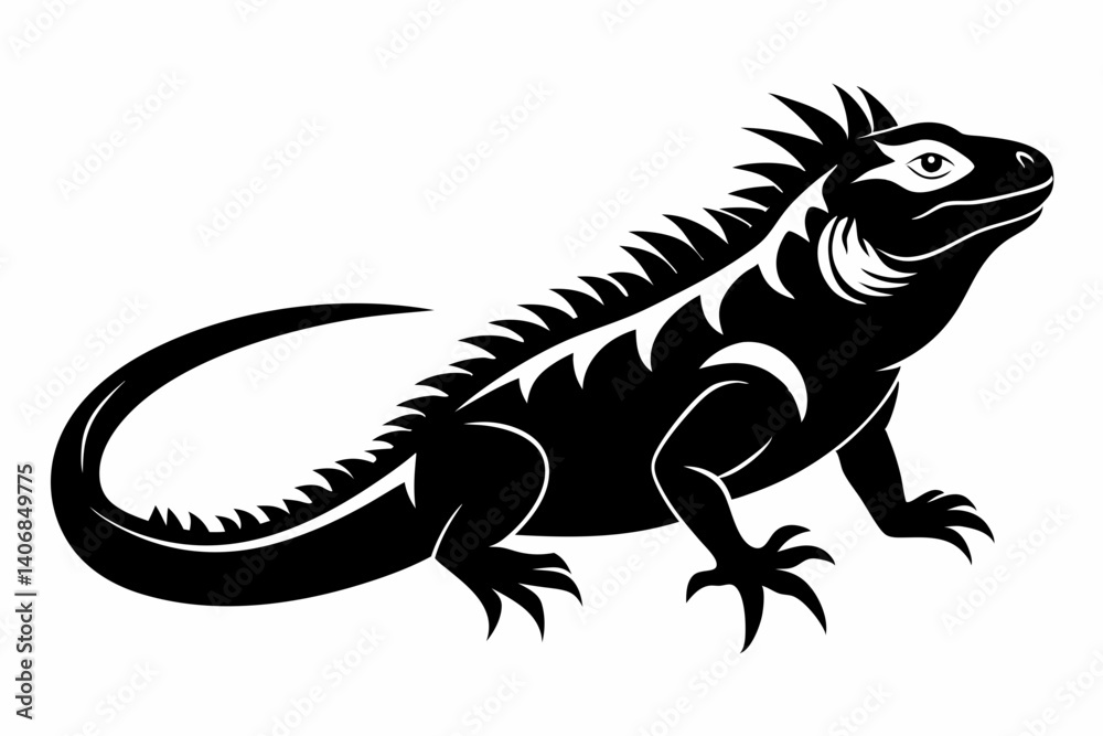 Fototapeta premium iguana silhouette line art vector illustration
