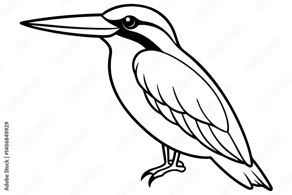 Fototapeta premium kingfisher silhouette line art vector illustration