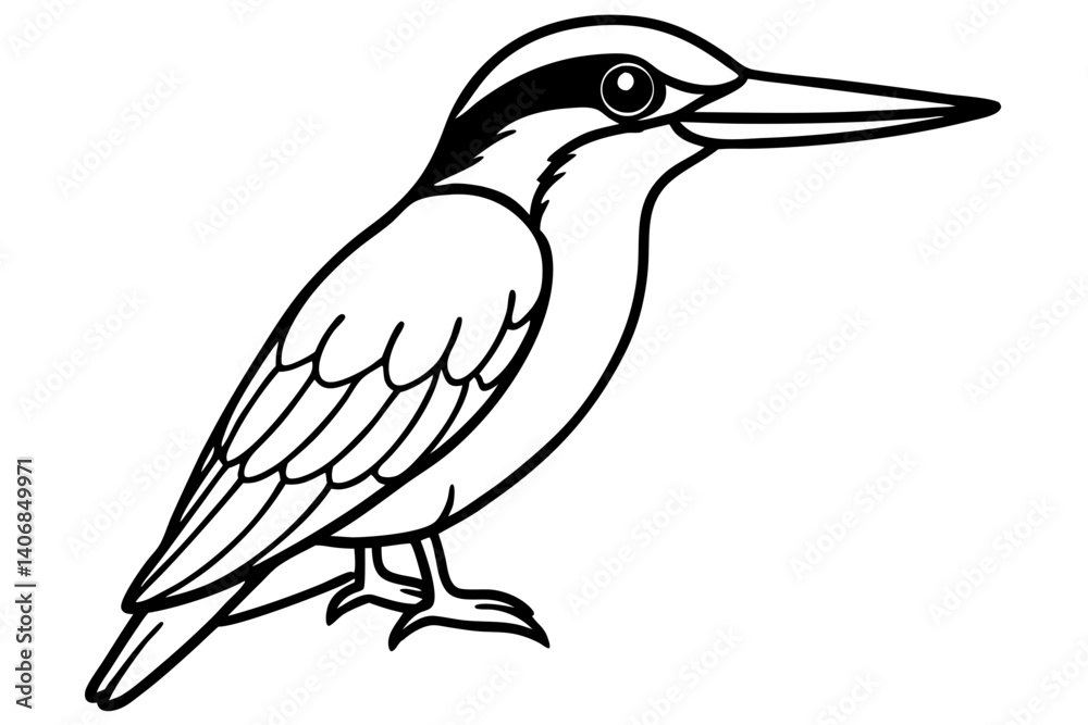 Fototapeta premium kingfisher silhouette line art vector illustration