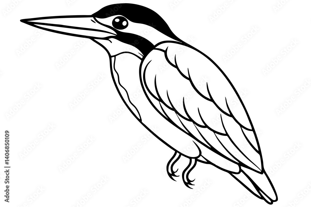 Fototapeta premium kingfisher silhouette line art vector illustration