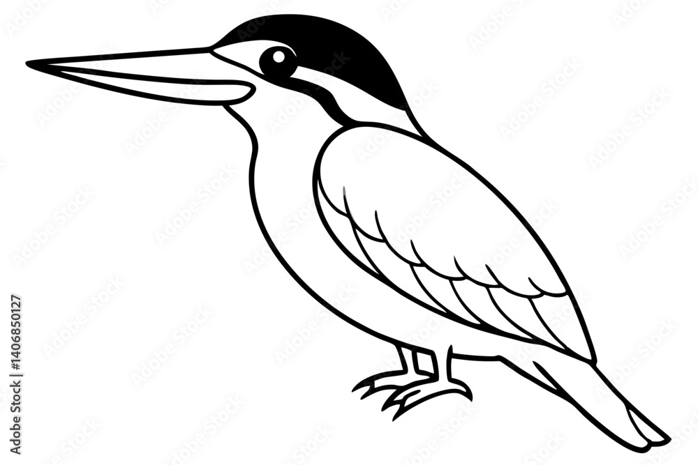 Obraz premium kingfisher silhouette line art vector illustration