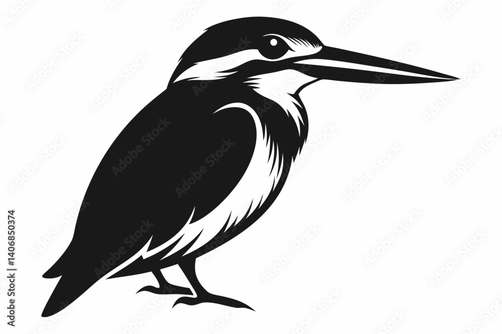 Fototapeta premium kingfisher silhouette line art vector illustration