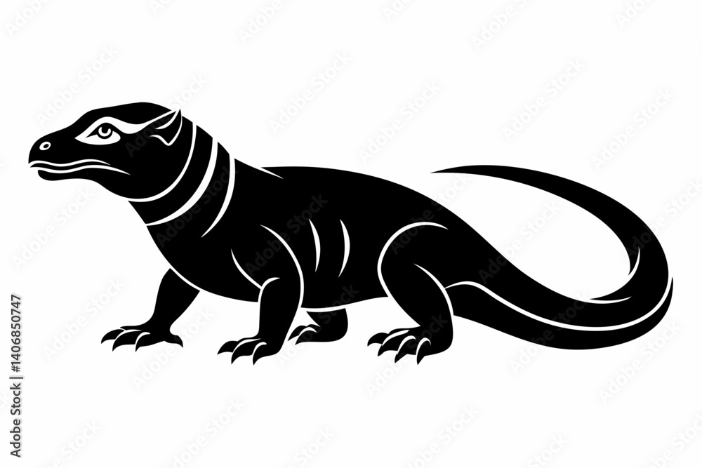 Fototapeta premium komodo dragon silhouette line art vector illustration