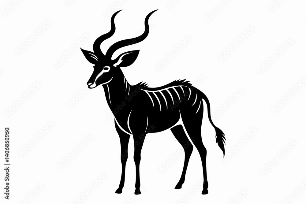 Fototapeta premium kudu silhouette line art vector illustration