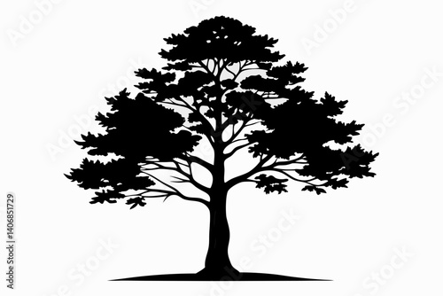 larch tree silhouette line art vector illustration