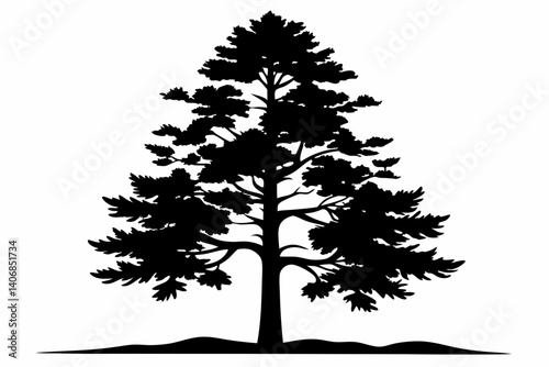 larch tree silhouette line art vector illustration