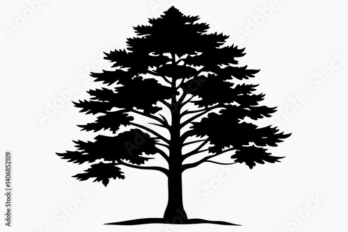larch tree silhouette line art vector illustration