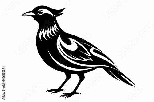 lark silhouette line art vector illustration