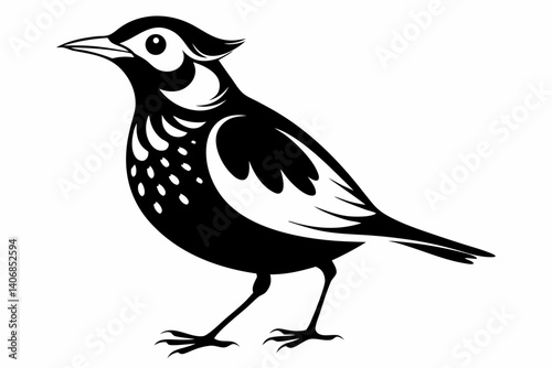 lark silhouette line art vector illustration