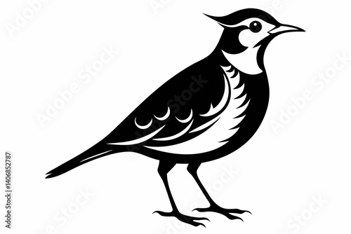 lark silhouette line art vector illustration