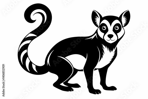 lemur silhouette line art vector illustration