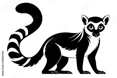 lemur silhouette line art vector illustration