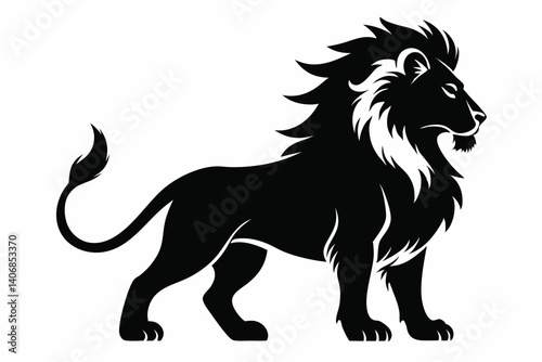 lion silhouette line art vector illustration