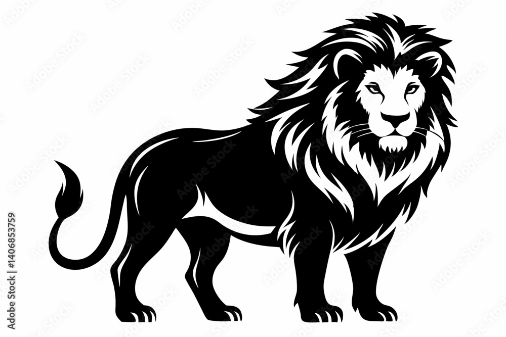 Fototapeta premium lion silhouette line art vector illustration