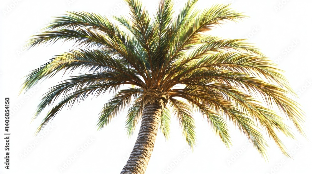 Fototapeta premium Tropical Palm Tree Against White Background