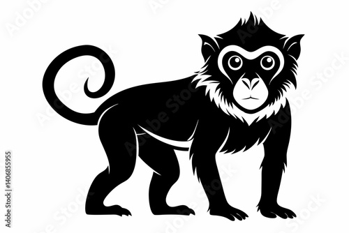 macaque silhouette line art vector illustration
