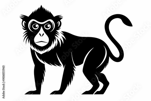 macaque silhouette line art vector illustration