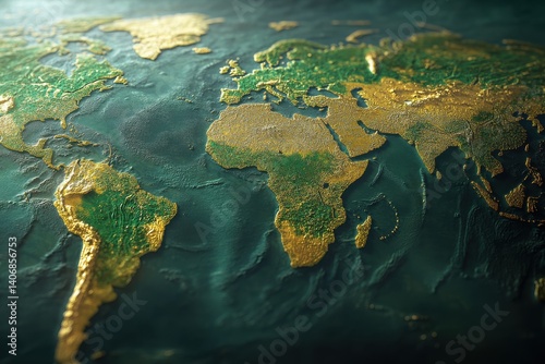 world map on black background