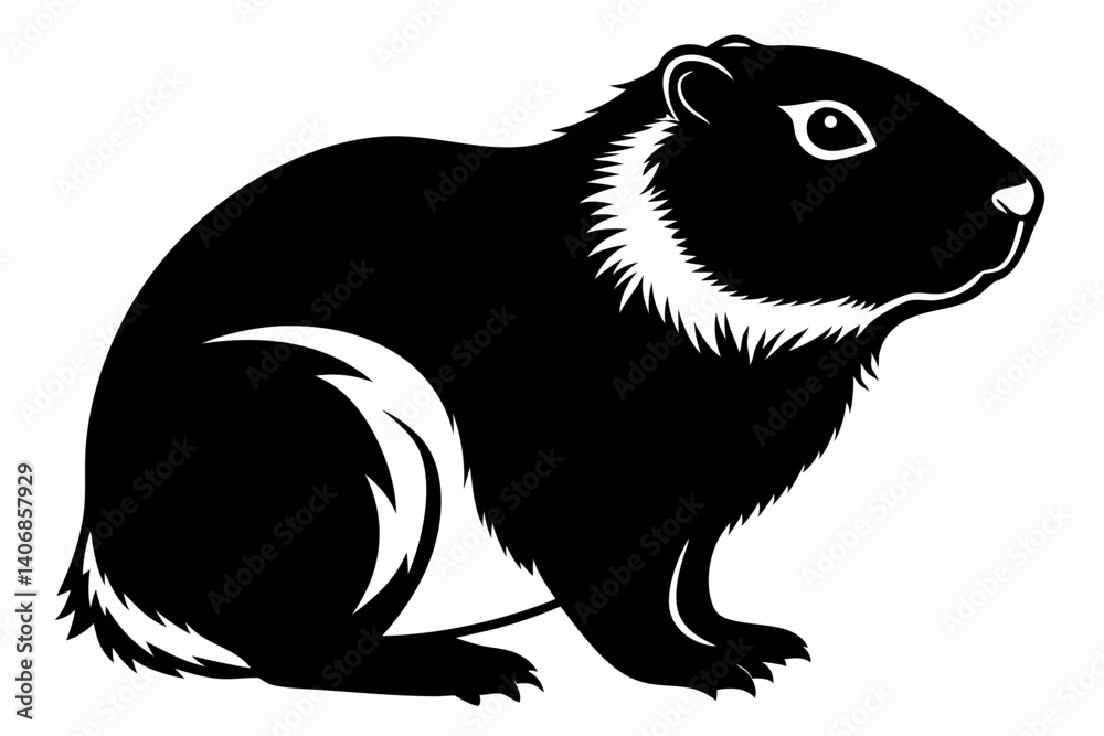 Obraz premium marmot silhouette line art vector illustration