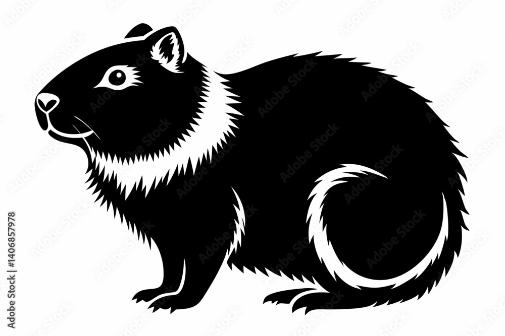 Fototapeta premium marmot silhouette line art vector illustration