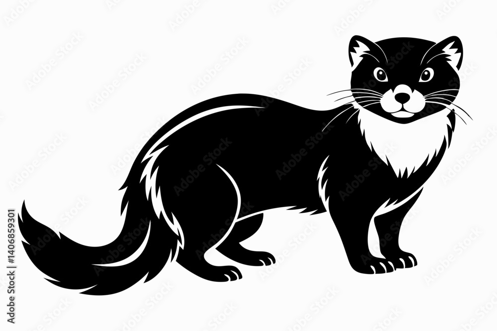 Obraz premium mink silhouette line art vector illustration