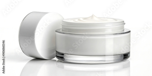 Luxurious Face Cream in Glass Jar with White Lid Skincare Product Beauty Treatment