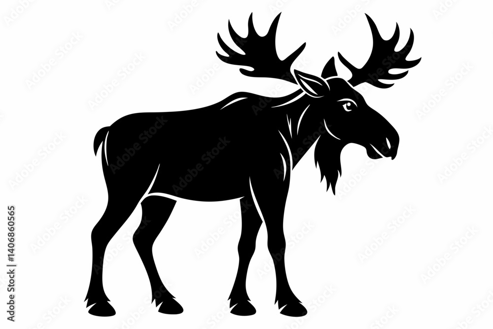 moose silhouette line art vector illustration moose silhouette line art vector illustration