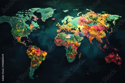 Wallpaper Mural world map with colorful splashes Torontodigital.ca