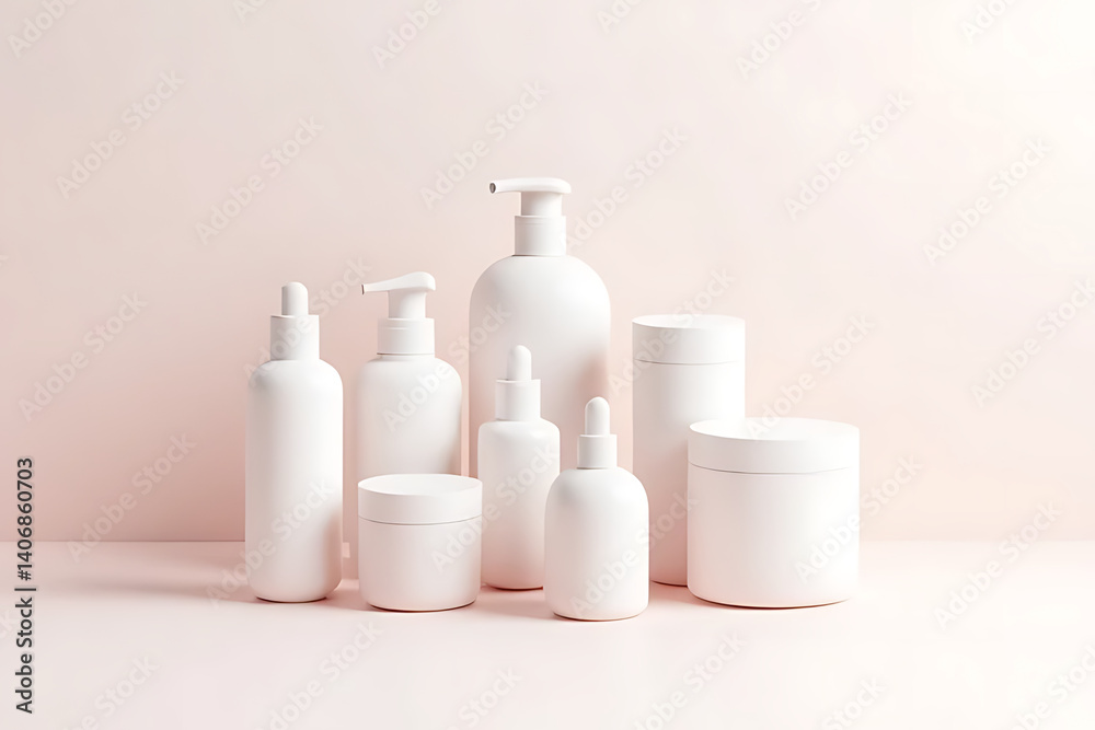 Aesthetic appeal of minimalistic skincare in bright studio product photography Aesthetic appeal of minimalistic skincare in bright studio product photography