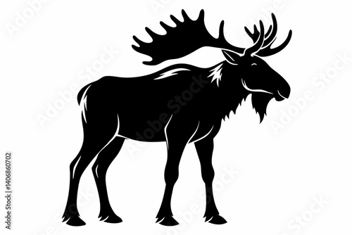 moose silhouette line art vector illustration