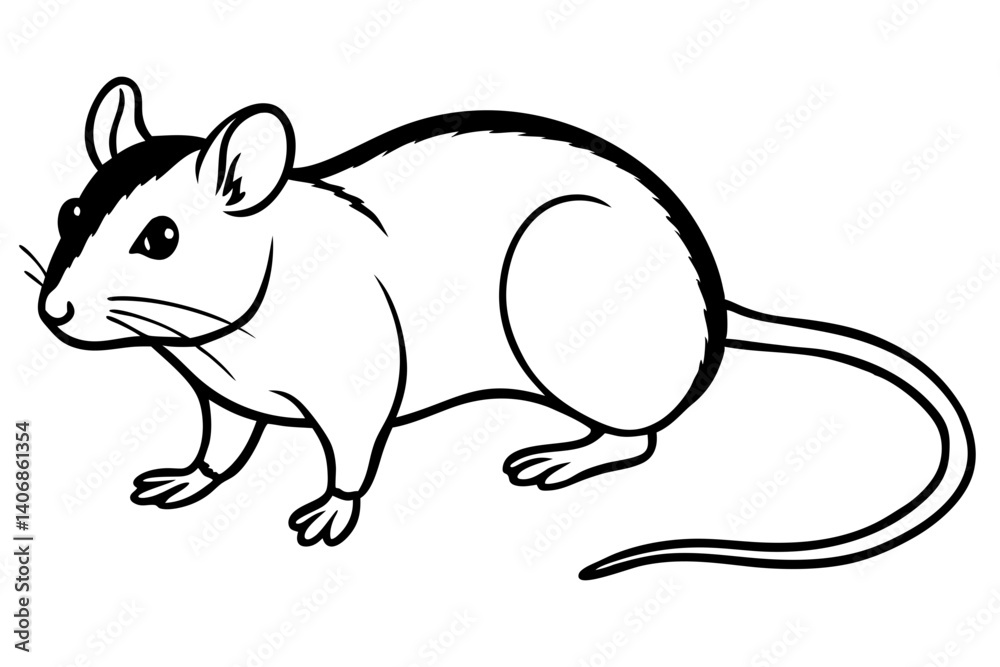 Fototapeta premium mouse silhouette line art vector illustration