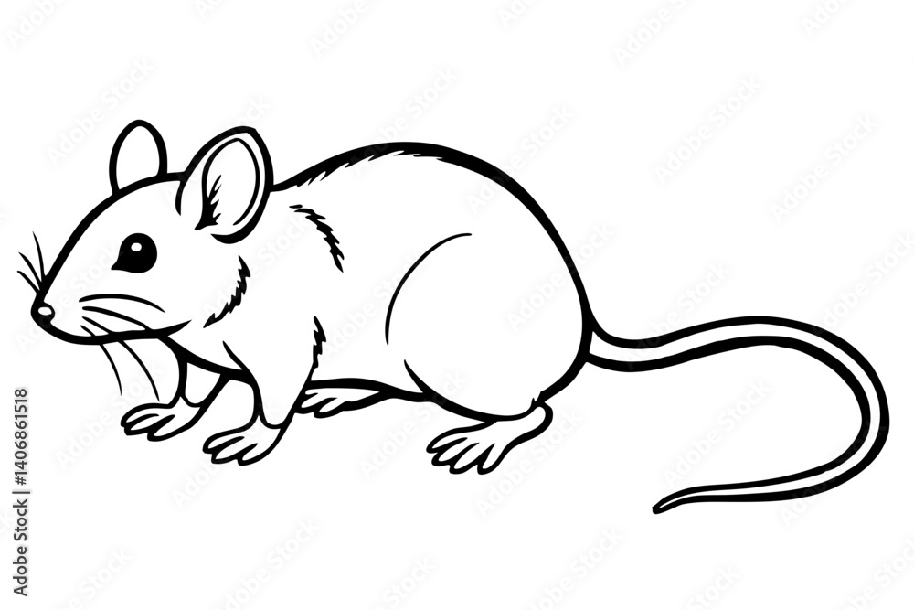 Fototapeta premium mouse silhouette line art vector illustration