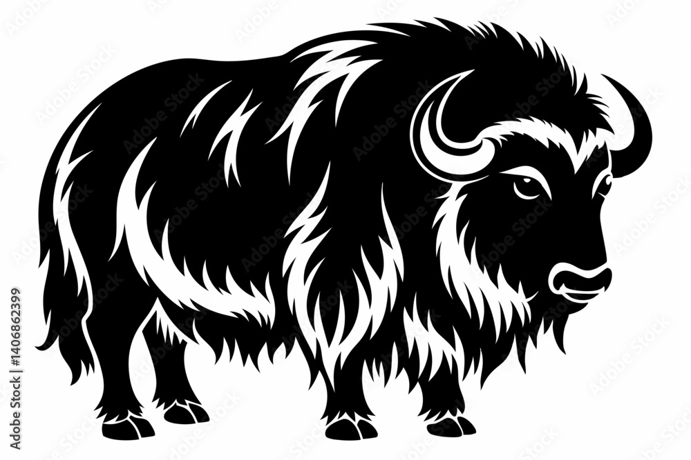 Fototapeta premium muskox silhouette line art vector illustration