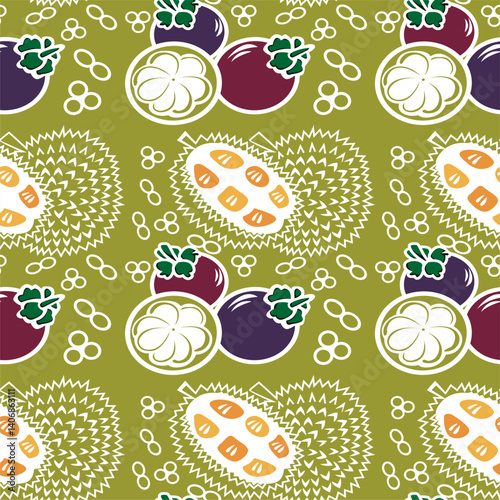 Custom fan made Seamless batik pattern showing durian and mangosteen ornaments, can be use for fabric pattern and many fashion items.