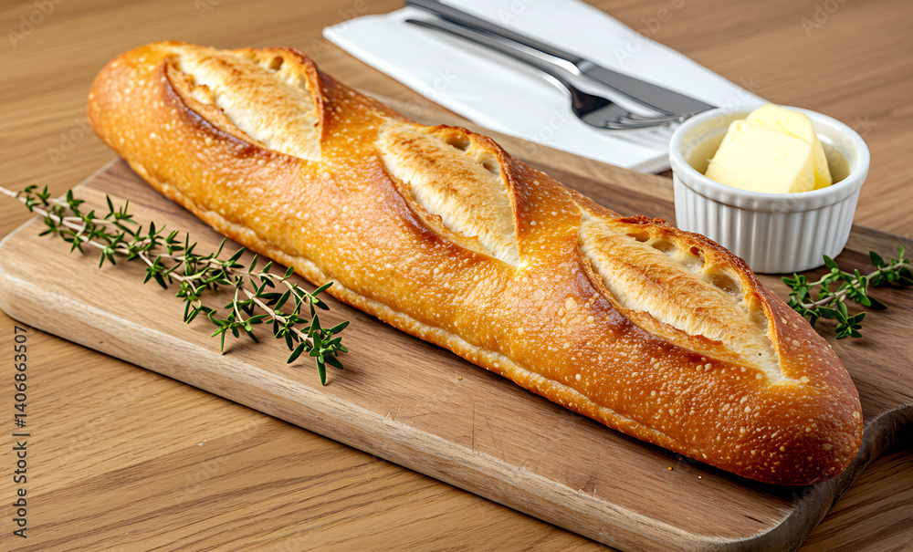 artisan french baguette featuring a crispy golden crust artisan french baguette featuring a crispy golden crust