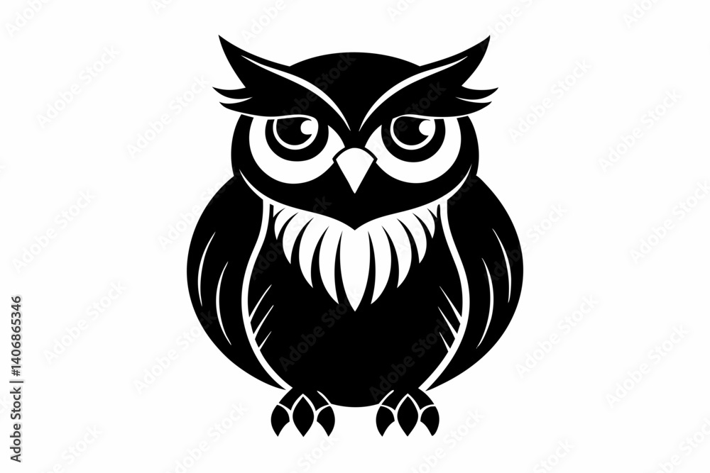 Fototapeta premium owl silhouette line art vector illustration