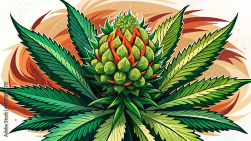 Close up prescription medical marijuana flower. CBD cannabis bud photography for dispensary menu. Medical marijuana strain. Weed bud, weed flower on white