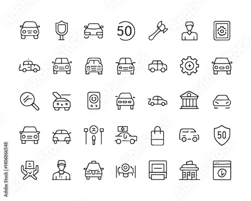 Car Rental Service Icons for Online Booking
