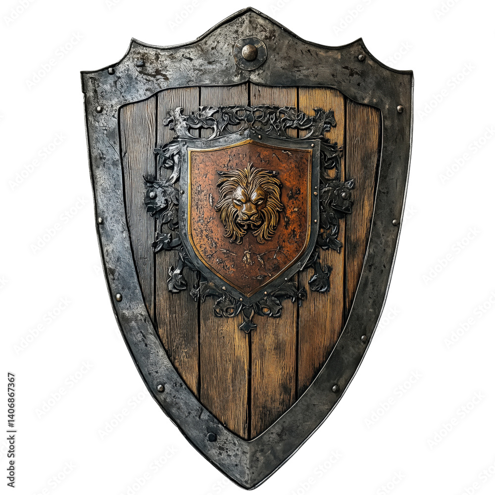 medieval shield isolated on transparent background