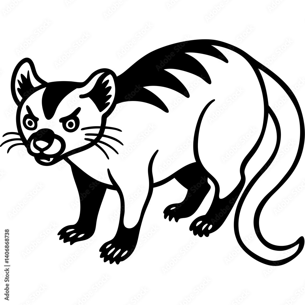 Minimal Angry Asian Palm Civet Vector Illustration on White Background Minimal Angry Asian Palm Civet Vector Illustration on White Background