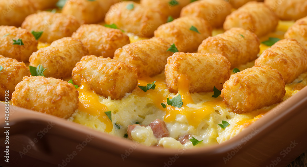 Deliciously Baked Tater Tot Breakfast Casserole With Cheesy Scrambled Eggs Deliciously Baked Tater Tot Breakfast Casserole With Cheesy Scrambled Eggs